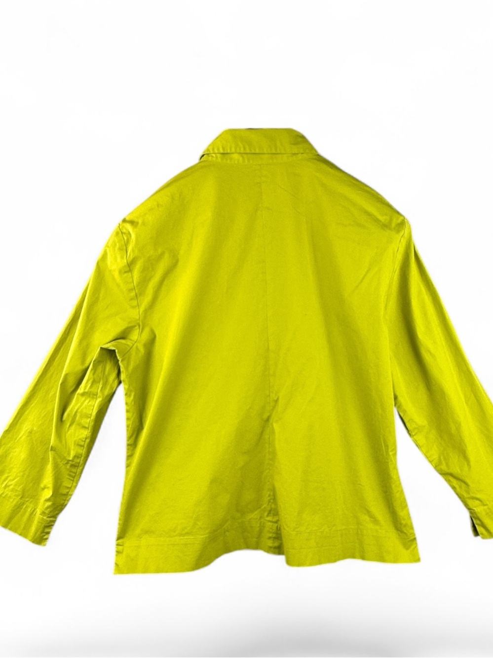 Eileen Fisher Women's Top Sz Large Chartreuse Green Button Cotton 3/4 Sleeve - Picture 2 of 7